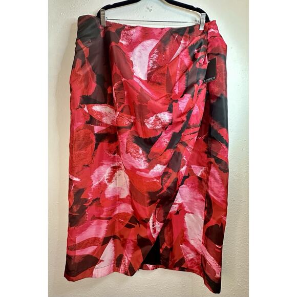 NWT Eloquii Red Pink & Black Maxi Skirt With Slit Size 18 - Picture 2 of 5